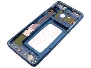 Carcasa frontal / central con marco azul "Coral blue" con botones laterales para Samsung Galaxy S9 Plus, SM-G965F